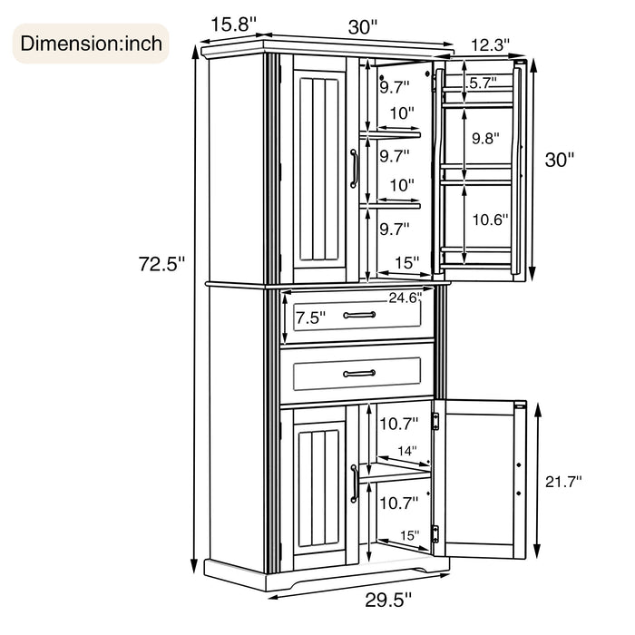 Storage Cabinet With Adjustable Shelves, 2 Drawers, Doors Noble House