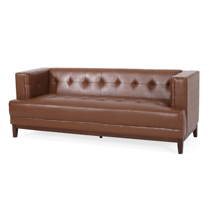 3 Seater Sofa - Dark Brown Faux Leather / PU