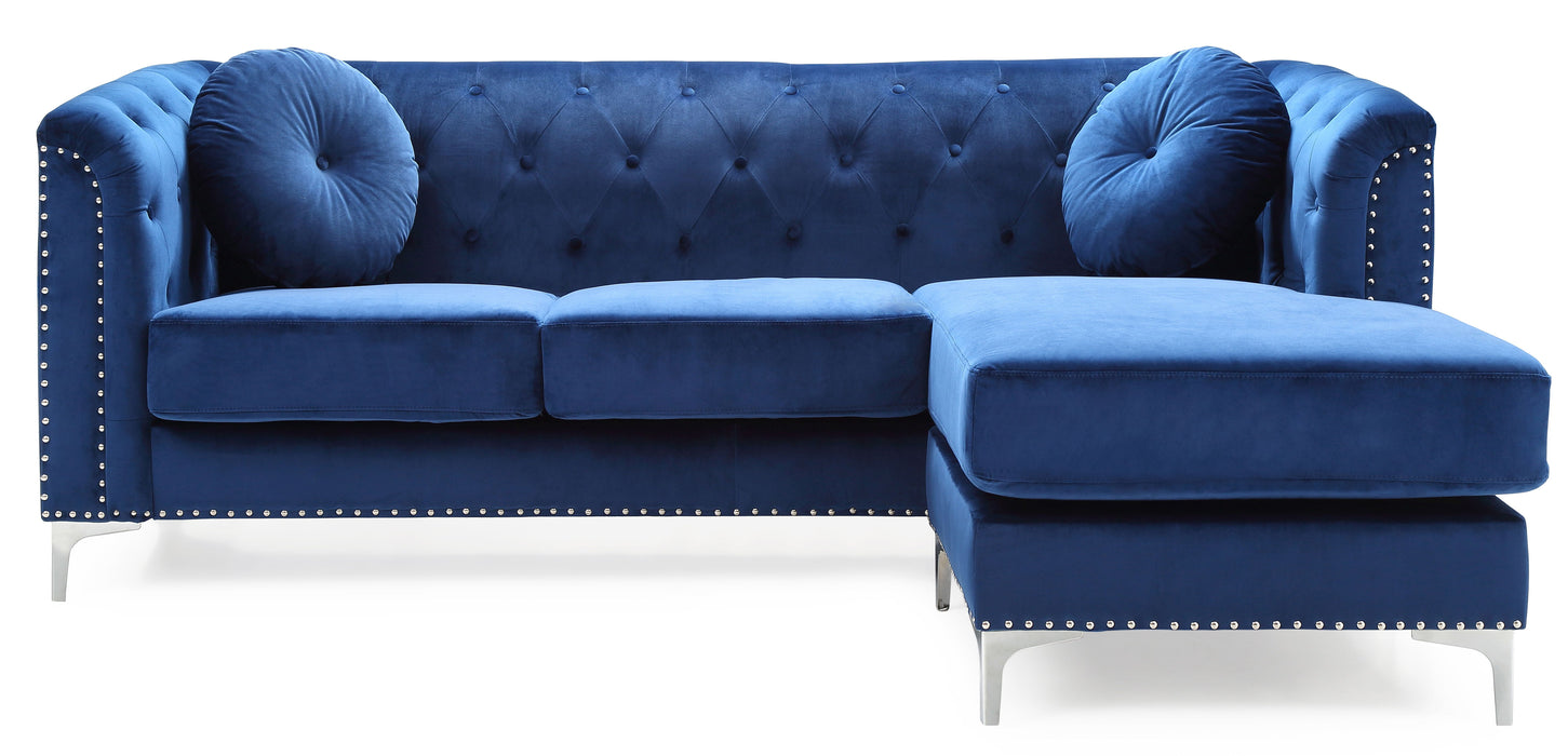 Glory Furniture Pompano Sofa Chaise (3 Boxes), Navy Blue