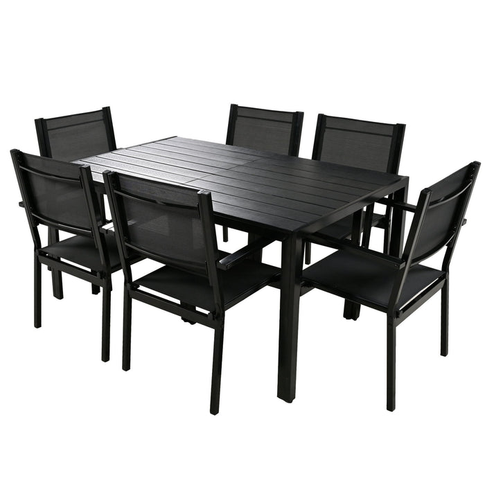 U - Style High - Quality Steel Outdoor Table And Chair Set, Suitable For Patio, Balcony, Backyard - Black