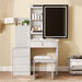 Vanity Desk Set With Sliding Lighted Mirror, 4 Drawer Makeup Dressing Table With 9 Storage Spaces, Hidden Compartments & Cushioned Stool, Beauty Furniture For Bedroom - White Home Essentials