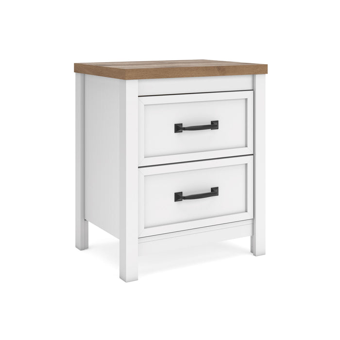 Kerisden - Two Drawer Night Stand - White / Brown Signature Design by Ashley®