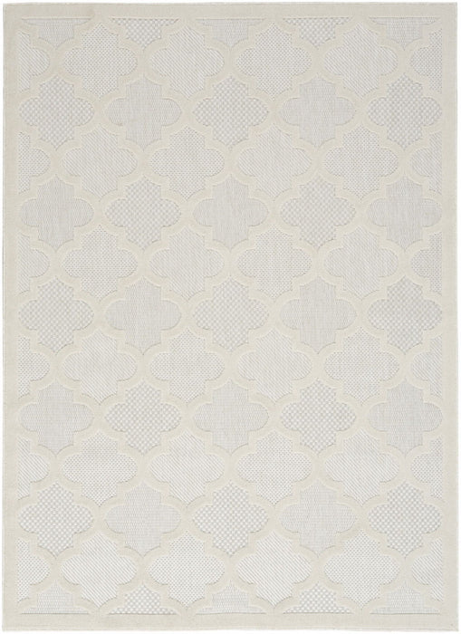 5' X 7' Ikat Indoor / Outdoor Area Rug - Ivory / White