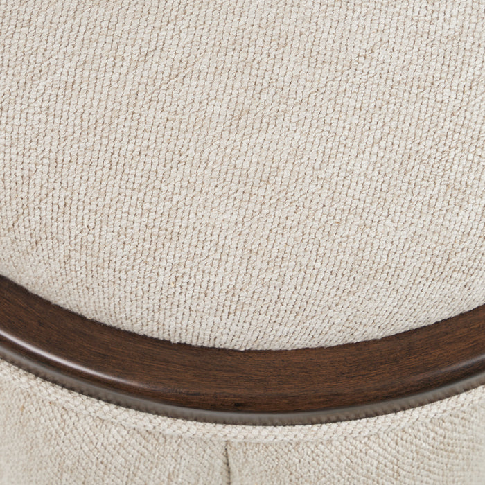 Camellia Field - Round Bench - Linen / Warm Pecan