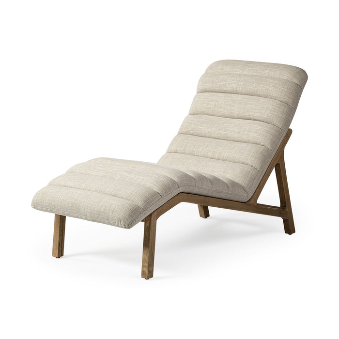 Fabric Tufted Lounge Chair - Cream And Wood Brown