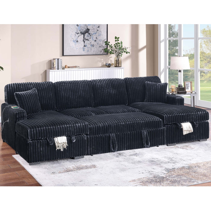 Convertible Sectional Upholstered Sleeper Sofa With Storage Chaise Home Essentials