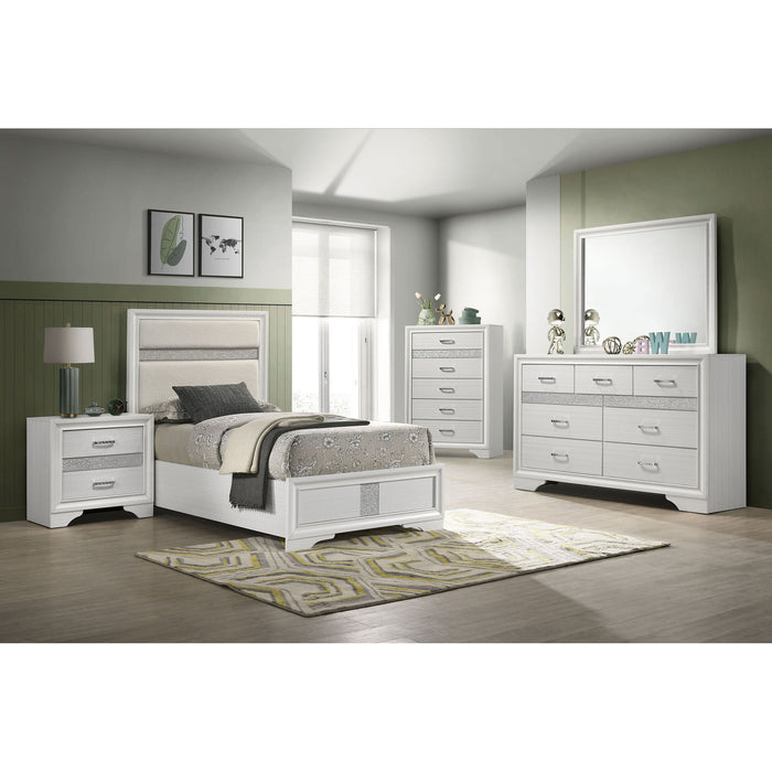 Modern Bedroom Set With Upholstered Headboard And Textured Storage Furniture Max
