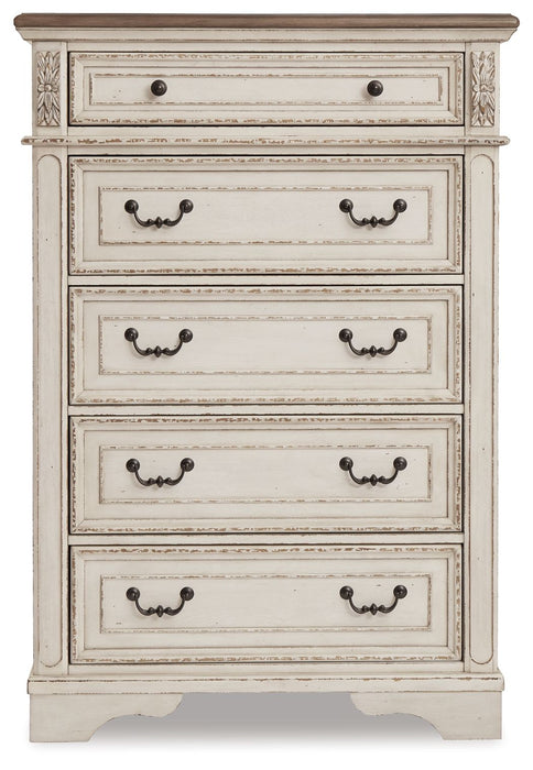 Realyn - Five Drawer Chest - White / Brown / Beige Signature Design by Ashley®