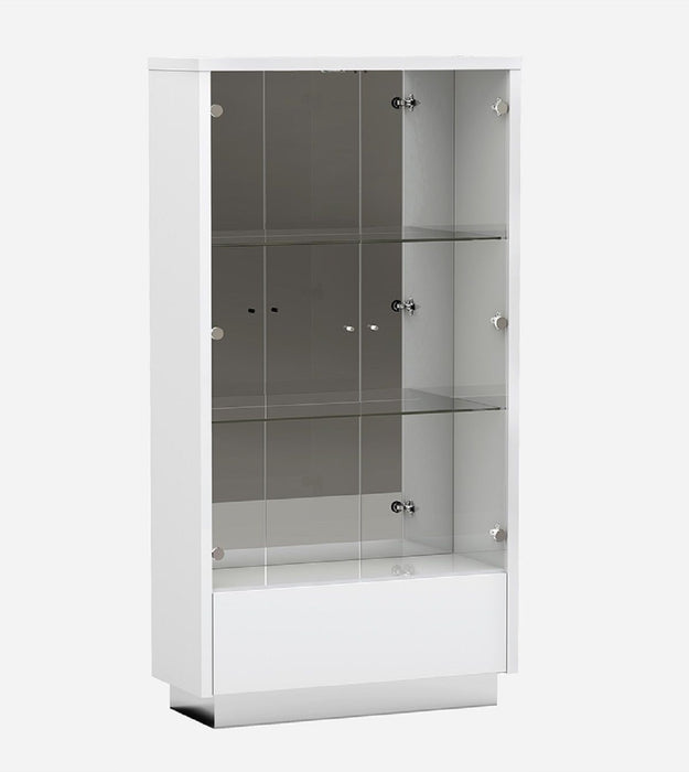 Display Stand With One drawer - Silver And White