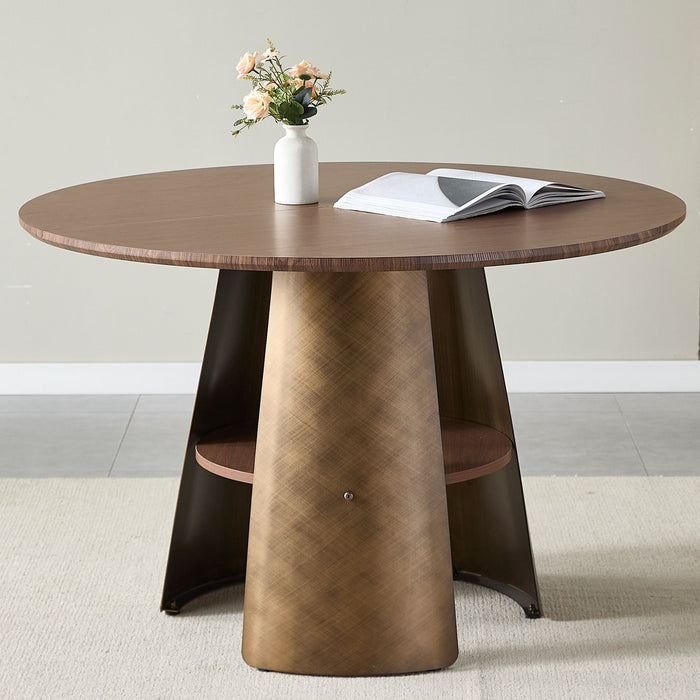 Round Dining Table - Reddish Brown / Walnut Home Essentials