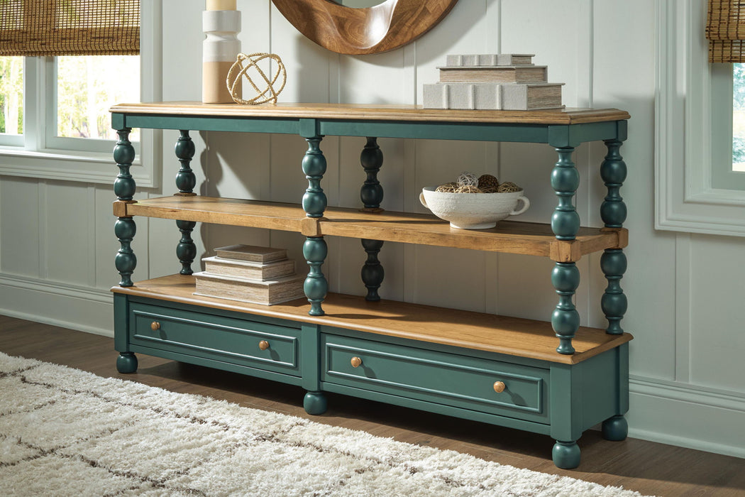 Finnworth - Console Sofa Table - Blue / Brown Signature Design by Ashley®