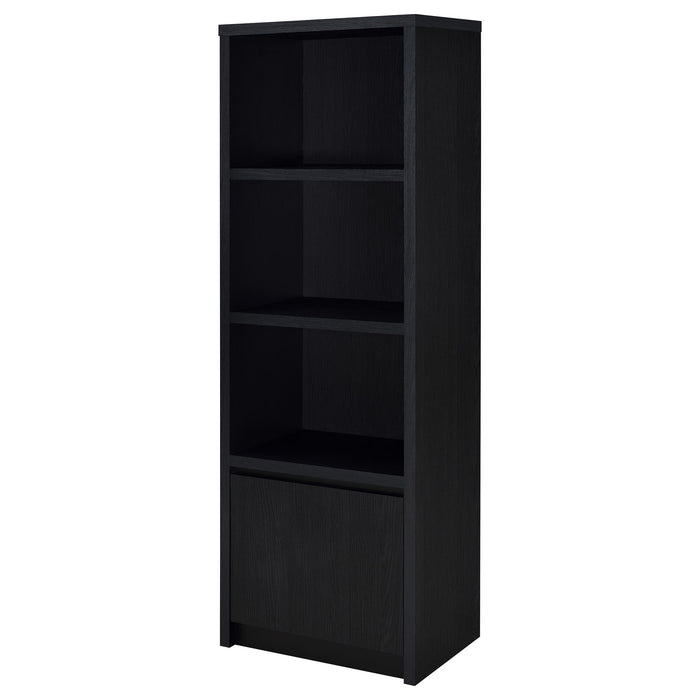 Sloat - 3 Shelf Media Tower With Cabinet Storage - Black Furniture Max