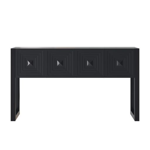 Geometric Carved Console Table With 3 Soft Close Drawers Noble House
