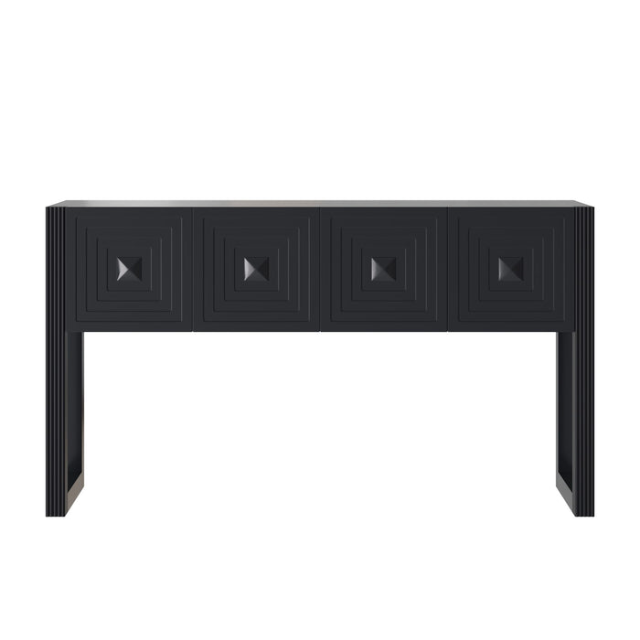 Geometric Carved Console Table With 3 Soft Close Drawers Noble House