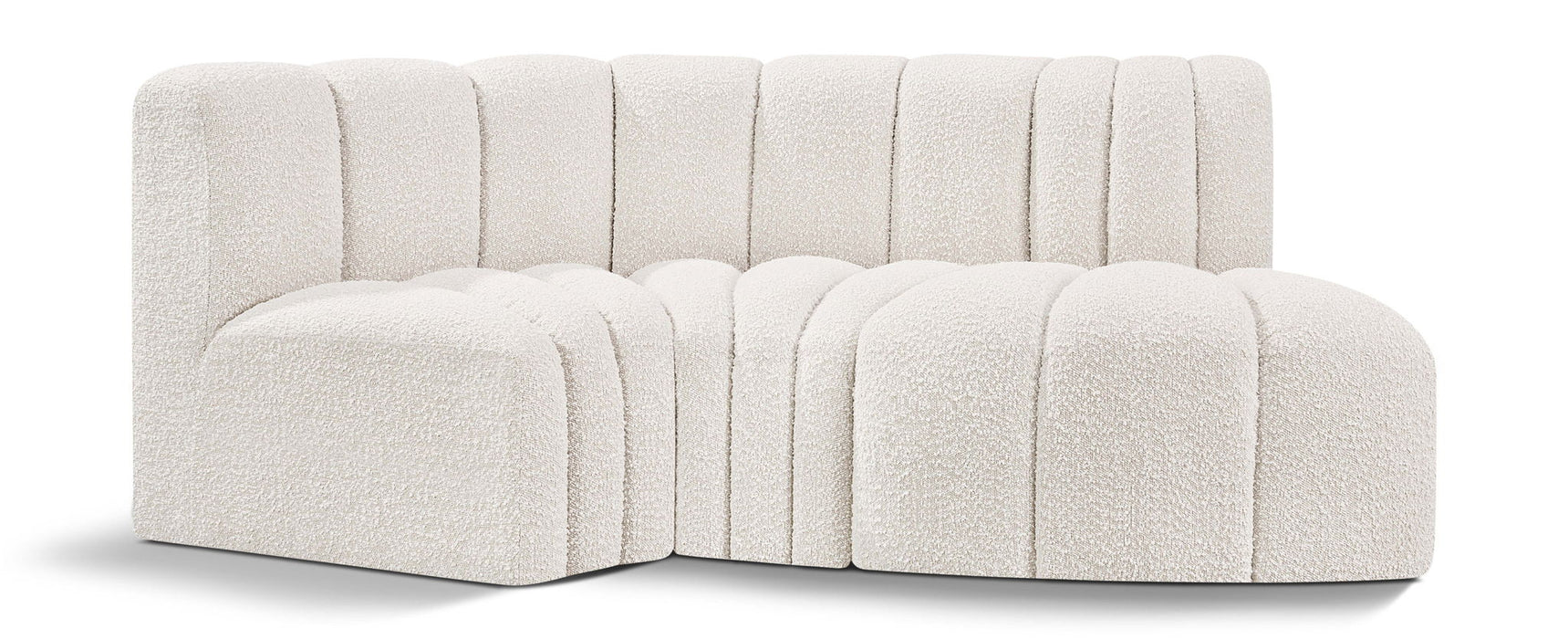 Arc - Boucle Fabric 3 Piece Modular L-Shaped Sofa Meridian Furniture