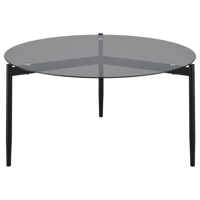 Rosalie - Round Smoked Glass Top Coffee Table Sandy - Black