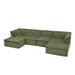 U-Shaped Modular Sectional Sofa With Chaise And Movable Ottoman With Wave-Shaped Armrest Home Essentials