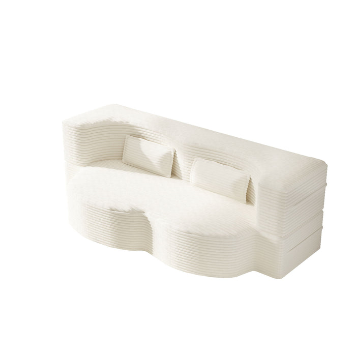 Floor Sofa With 2 Pillows, Convertible Twin Size Mattress For Living Room Home Essentials