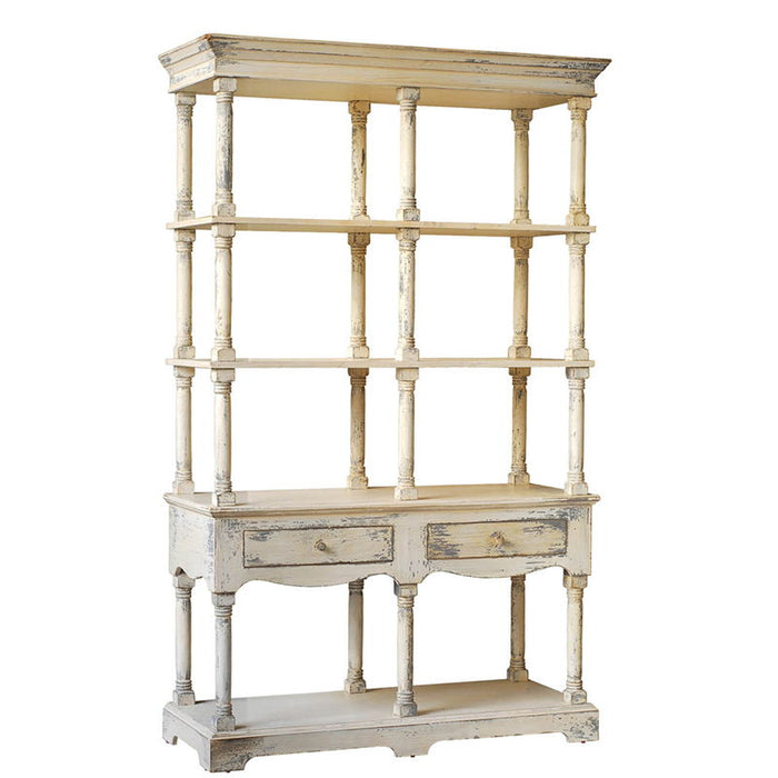 Adela - French Country Bookcase Display Storage Shelf Etageres - Antique White