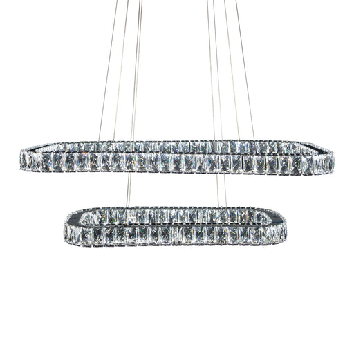 Michael Amini Lighting - Enterprise Modern Rectangular Crystal Chandelier - Chrome Michael Amini
