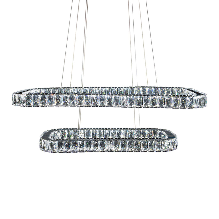Michael Amini Lighting - Enterprise Modern Rectangular Crystal Chandelier - Chrome Michael Amini