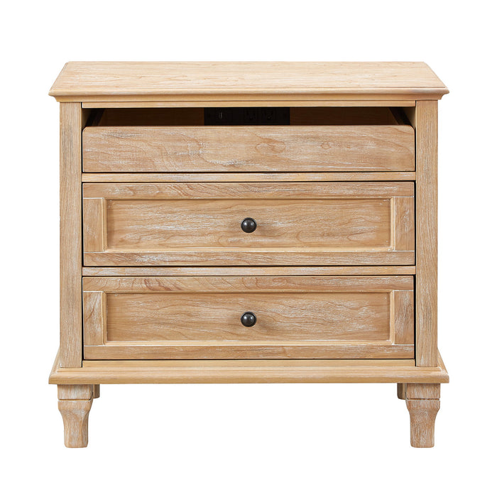 Nightstand With Charging Station, 3 Drawer Storage Table Home Essentials