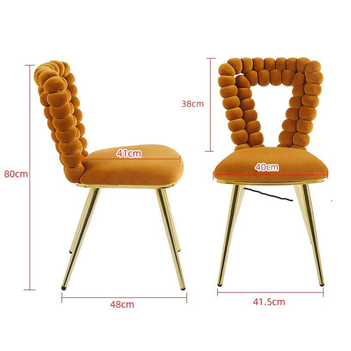 Modern Chair With Iron Tube Legs, Soft Cushions And Comfortable Backrest, Suitable For Dining Room, Living Room, Cafe, Hairball Back