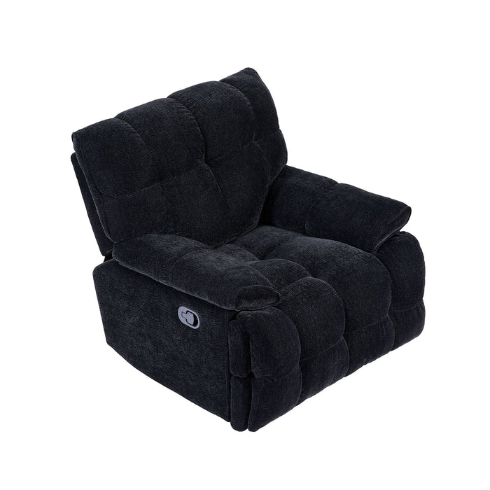 360 Degree Swivel Fabric Single Sofa Heavy Duty Reclining Chair For Living Room, Black