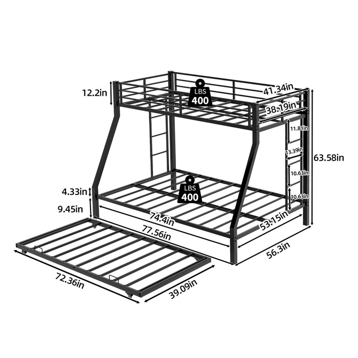 Bunk Bed For Kids, Convertible Frame With Ladders & Guardrail Home Essentials