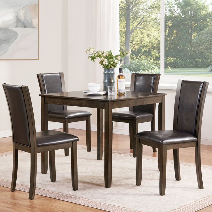 5 Piece Dining Table Set With Chairs - Dark Walnut Home Essentials