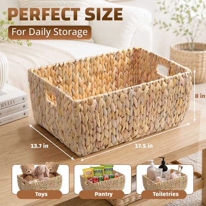 Storage Basket With Handles, Organizer Bin For Shelves Or Living Room - Light Brown Daily Nest