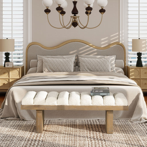 Bella - Upholstered Modern Accent Bench - Ivory White Jennifer Taylor Home