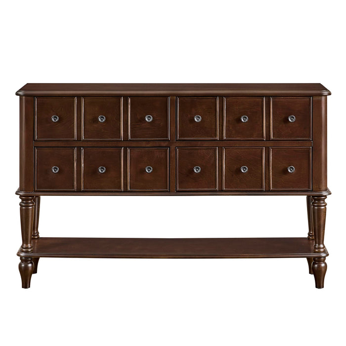 Console Table, Entryway Sofa Table With 4 Storage Drawers And Open Shelf - Espresso Home Essentials