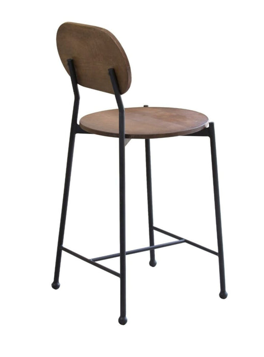 Wood and Metal Bar Chair With Footrest 38" - Brown and Black