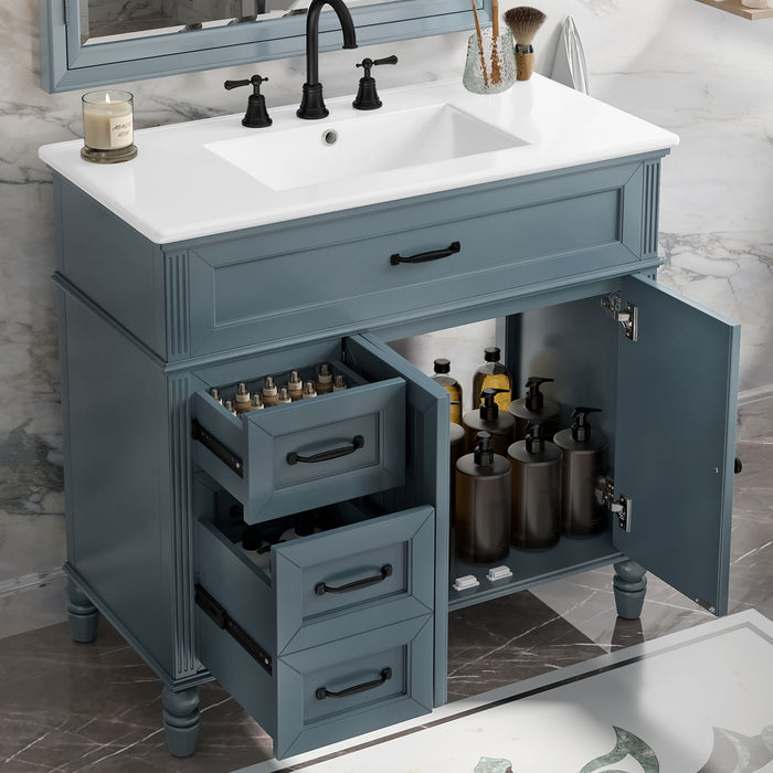 Bathroom Vanity With Sink, 2 Doors 2 Drawers, Freestanding Design Noble House