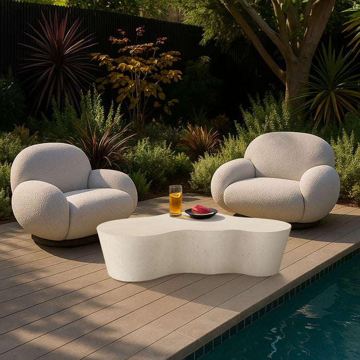 Monza - Concrete And Fiberglass Indoor / Outdoor Coffee Table - Cream Meridian Furniture