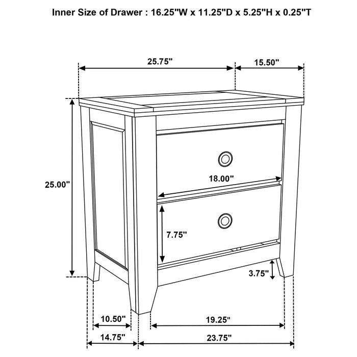 Pelton - 2 Drawer Nightstand - Oak Furniture Max