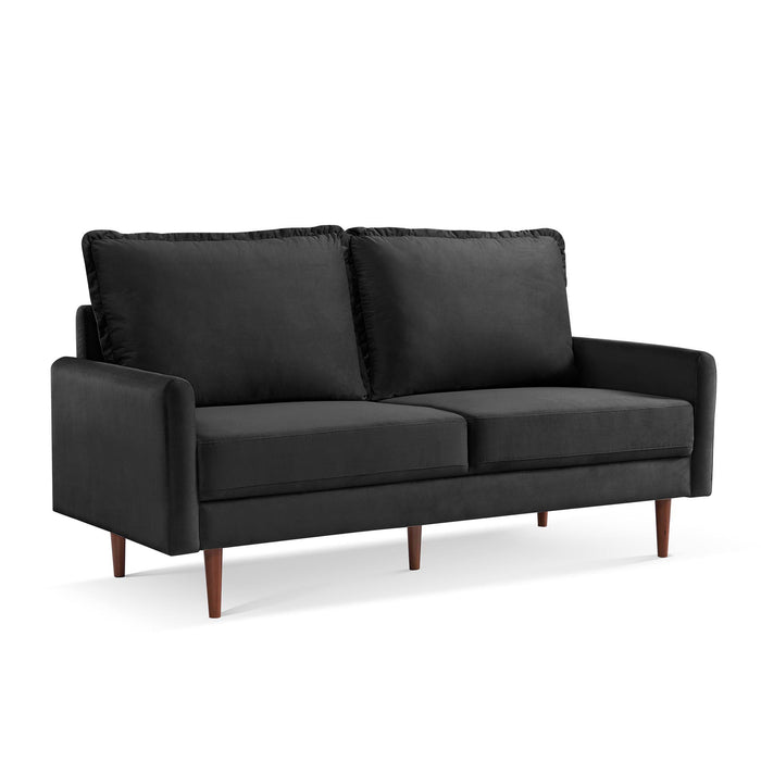 Sofa Velvet With Dark Brown Legs - Black