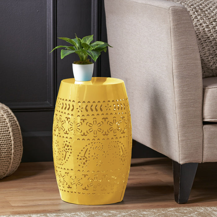 12" Outdoor Lace Cut Side Table Noble House