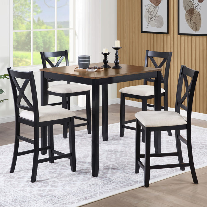 5 Piece Counter Height Dining Table Set With 4 Chairs Home Essentials