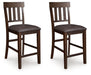 Haddigan - Upholstered Barstool (Set of 2) - Dark Brown Signature Design by Ashley®