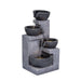 4 Tier Cascading Water Fountain With Warm LED Lights, Quiet Pump For Patio - Gray Daily Nest