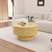 Modern Circular Coffee Table With Stripe Design And Storage Space Home Essentials