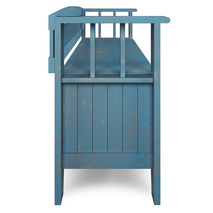 Acadian - Entryway Storage Bench - Distressed Coastal Blue