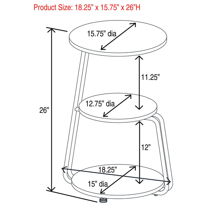 Dixon - 3 Tier Round Accent Side Table With Slim Legs - White / Black Furniture Max