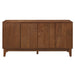 TV Stand With Carved Geometric Doors Storage Cabinet, 4 Door Media Console For Living Room - Walnut Home Essentials