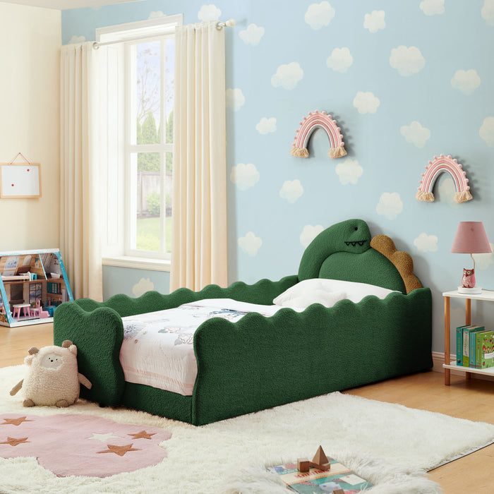 Cute Dinosaur Shaped Bed With Safety Guardrail, Toddler Frame Home Essentials