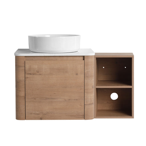 Wall Mounted Bathroom Vanity With Art Sink, 1 Storage Shelf, 2 Soft Close Doors Home Essentials
