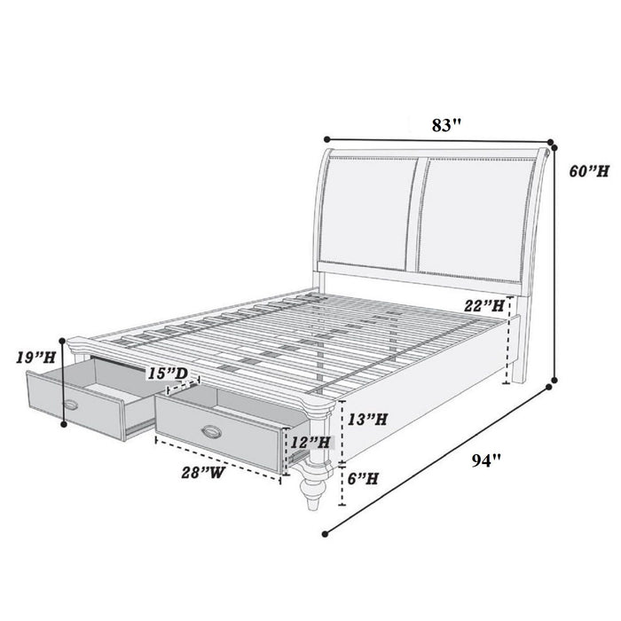 Bed With 2 Panel Upholstered Headboard And Footboard Drawers Home Essentials