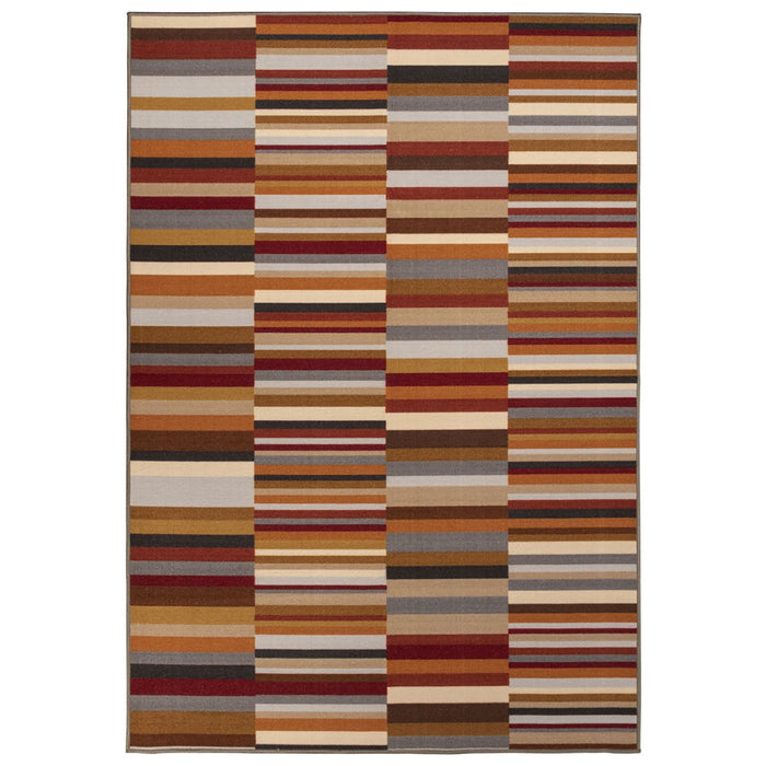 8' X 10' Striped Stain Resistant Non Skid Indoor / Outdoor Area Rug - Taupe